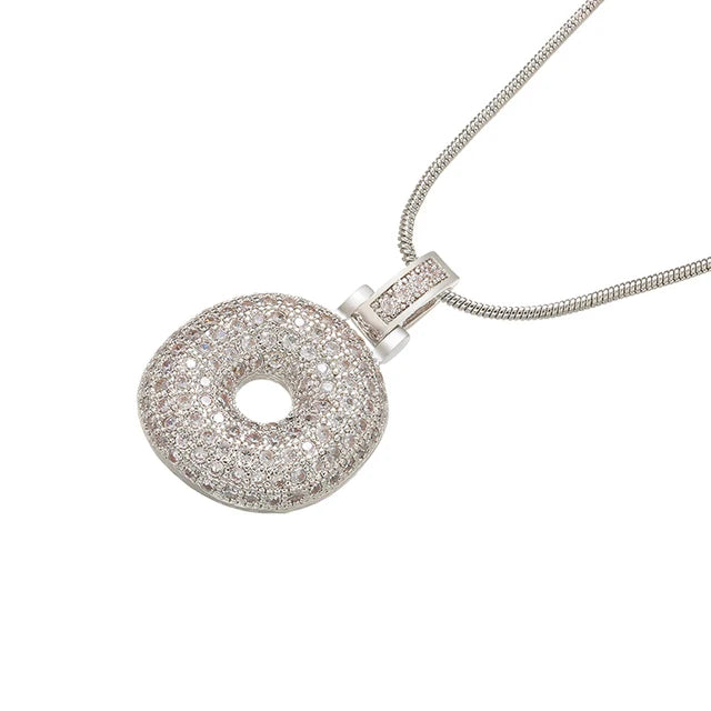 Zhukou 1.25X500Mm Fat And Lovely Crystal Brass Silver Color Letter Necklace For Women'S Friends Birthday Model: Vl34