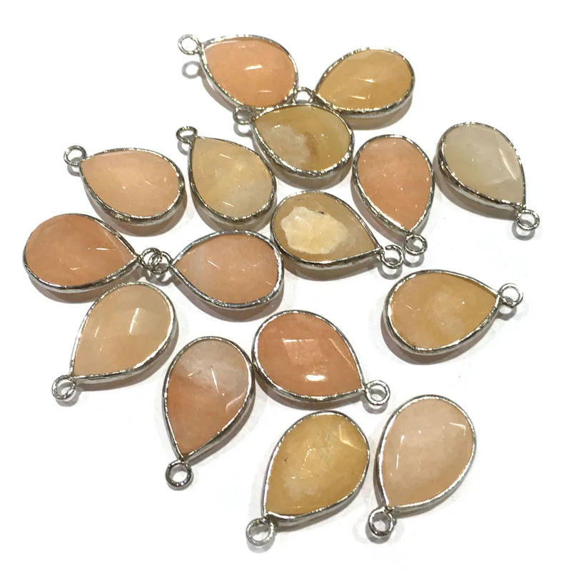 Natural Stone Pendant Water Drop Shape Faceted Mix Color Exquisite Charms For Jewelry Making DIY Bracelet Necklace Accessories