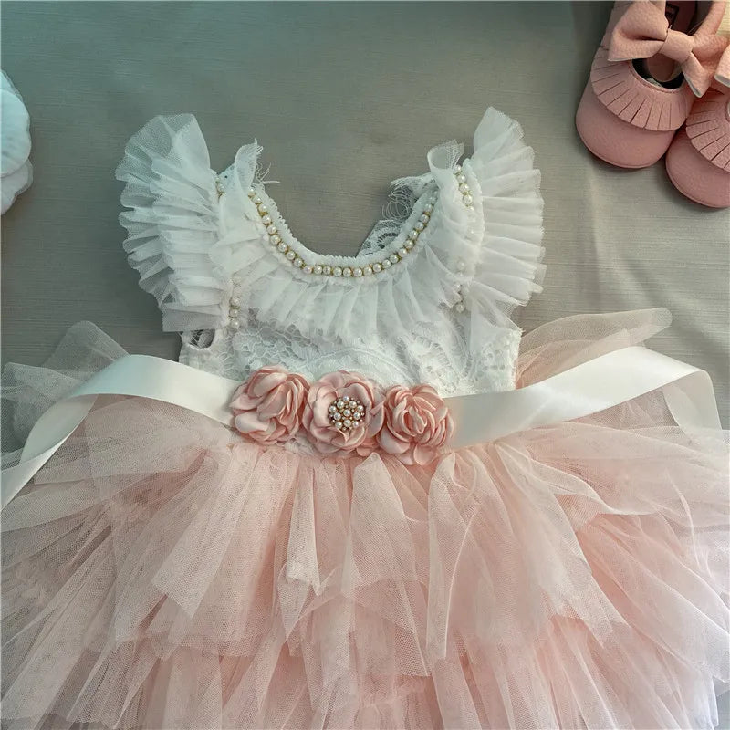 Elegant Little Girls Lolita Dress for Christmas Toddler Boho Chic Birthday Party Costume+ Blet 2pcs Outfit Set Wedding Clothing