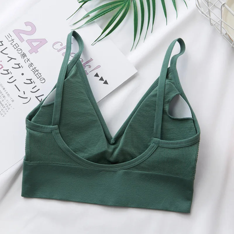 Women's Crop Top Ribbed Tube Top U-Back Comfort Bra Streetwear Camis Sexy Lingerie Seamless Underwear Sports Tank Bralette M-XL