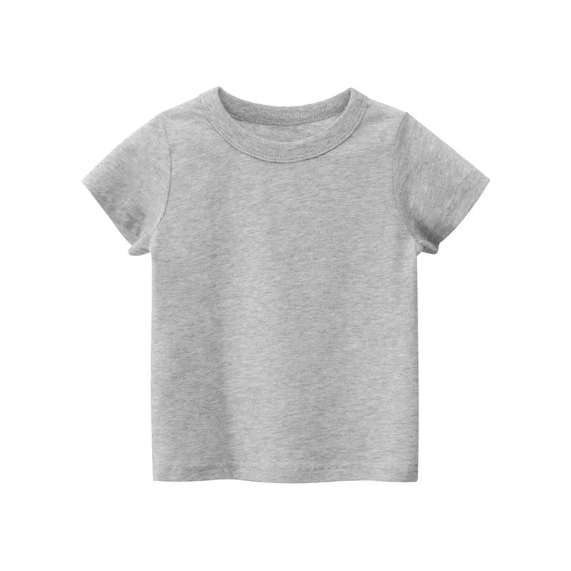 Kids Solid 100% Cotton Short Sleeve T-Shirt – Unisex, Ages 1-9Y