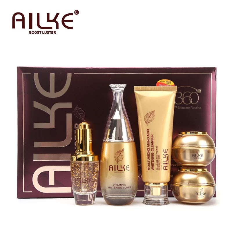 AILKE 24K Gold Collagen Whitening Skin Care Set - Anti-Aging