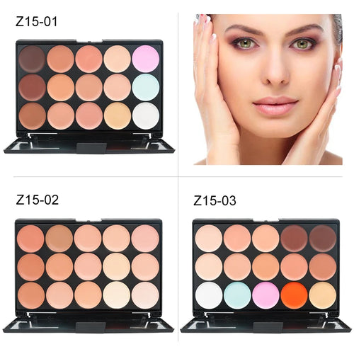 Paleta de correctores de 15 colores, camuflaje, crema, contorno, kit de maquillaje profesional para todos los tonos de piel