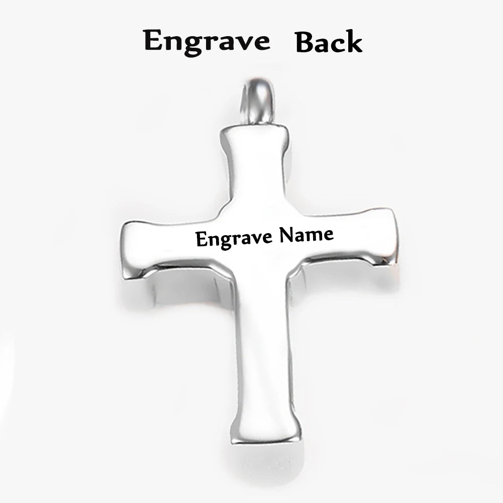 Cremation Jewelry for Ashes for Human Keepsake Stainless Steel Cross Memorial Pendant Cremation Urn Necklace for Human Ashes