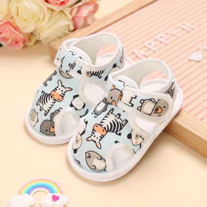 Baby Girls First Walker Sandals - Butterfly Knot Soft Cotton Sole