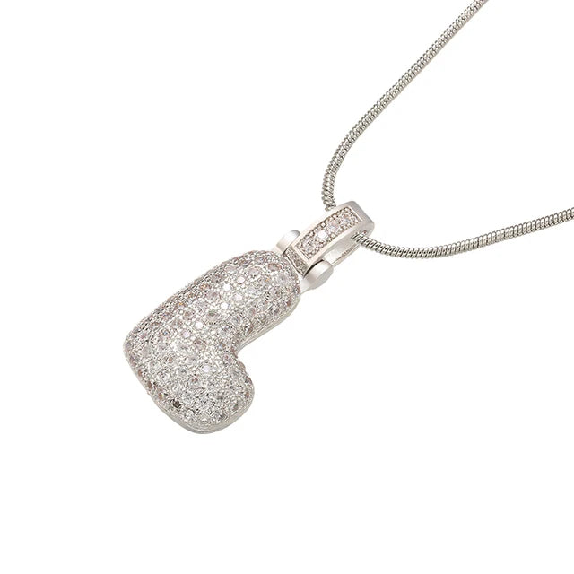 Zhukou 1.25X500Mm Fat And Lovely Crystal Brass Silver Color Letter Necklace For Women'S Friends Birthday Model: Vl34