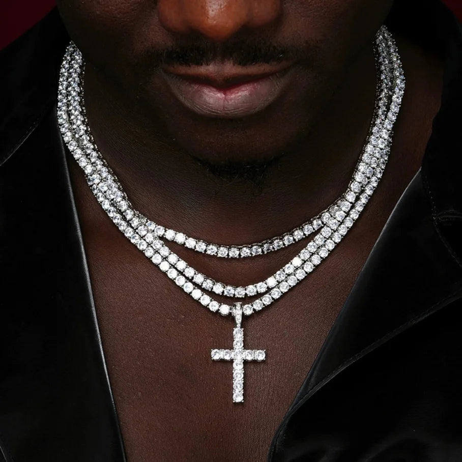 Yu Ying Rts Moissanite Cross Pendant Jewelry 2Mm-5Mm 925 Silver Hip Hop Pendant For Men Women'S Vvs Moissanite Cross Pendant