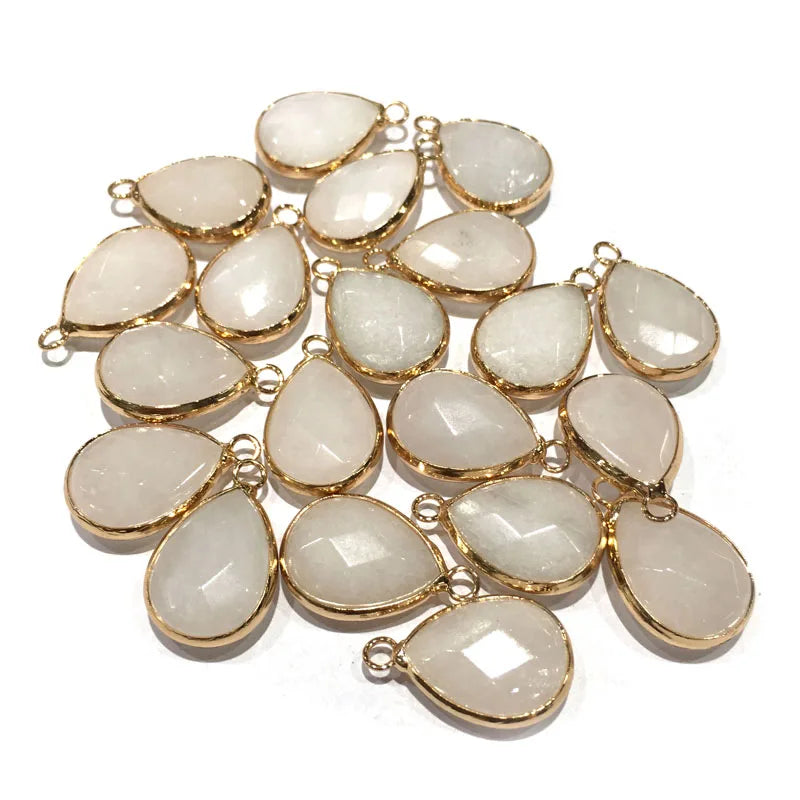 Natural Stone Pendant Water Drop Shape Faceted Mix Color Exquisite Charms For Jewelry Making DIY Bracelet Necklace Accessories
