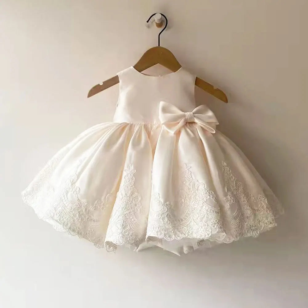 Elegant Dresses For Girls Christmas Solid Lace Girl Party Dress Princess Birthday Wedding New Year Costume Clothes 1-6T