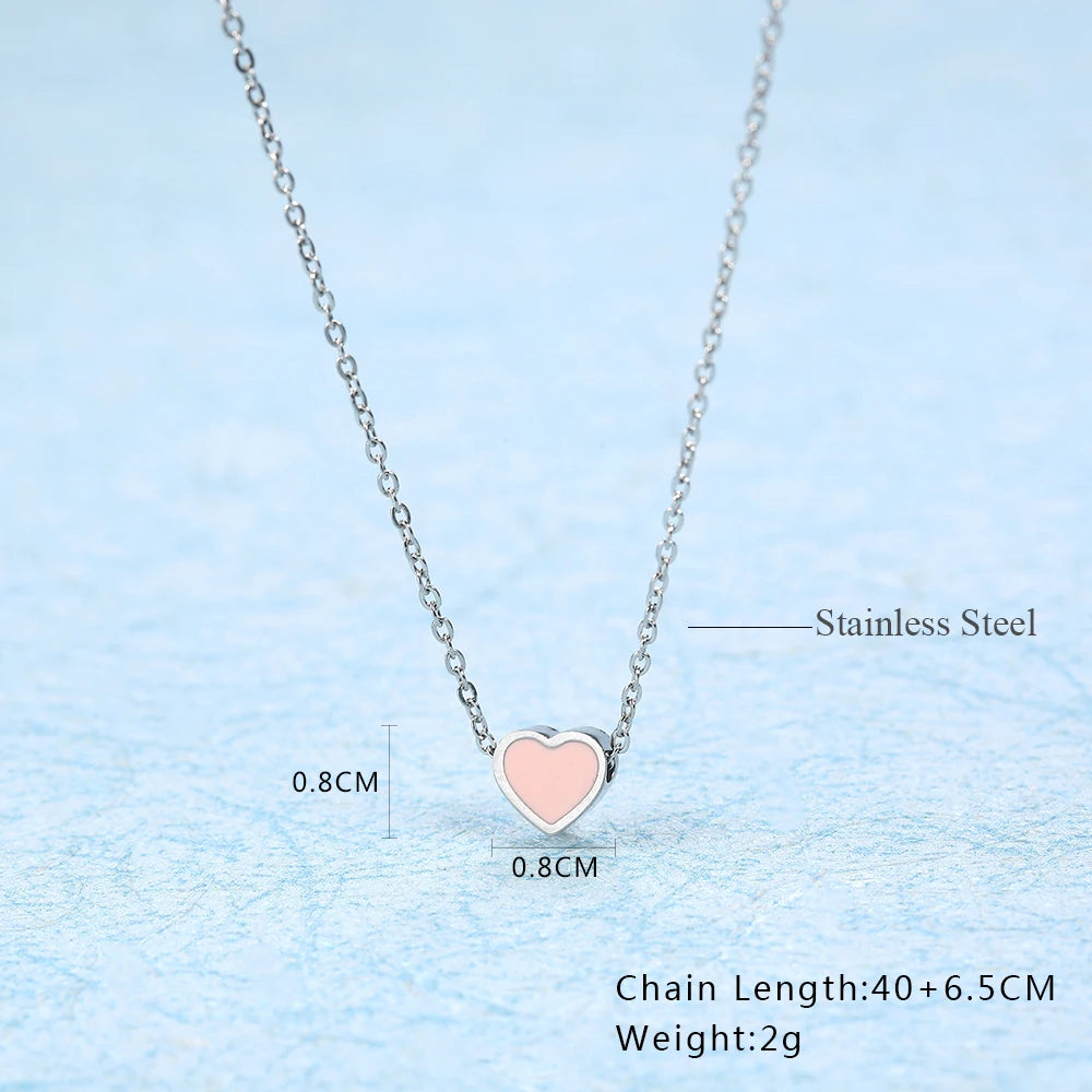 Female 316L Stainless Steel Necklace for Women Color Love Heart Pendant Necklace Heart Charm Necklace Fashion Jewelry Gifts