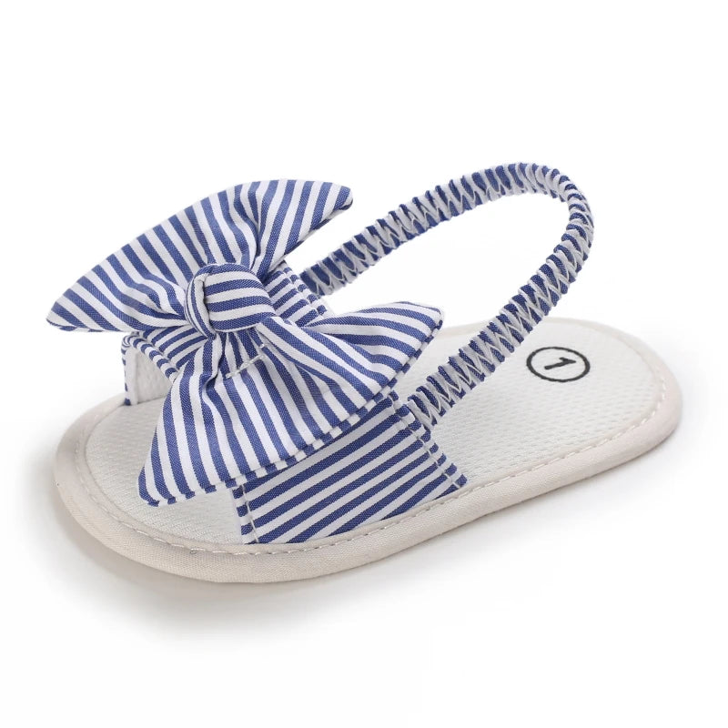 Baby Girls First Walker Sandals - Butterfly Knot Soft Cotton Sole