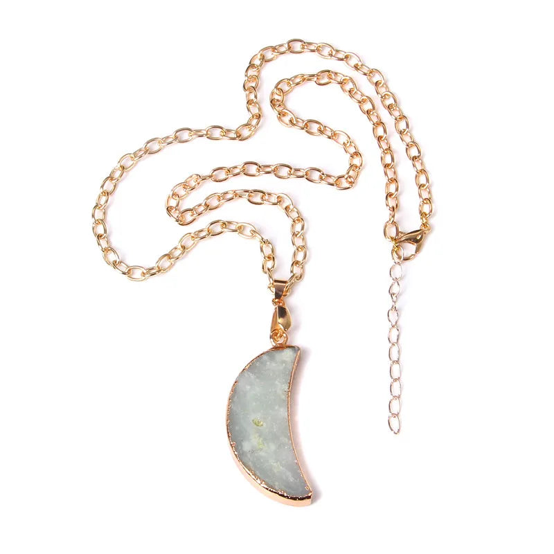 Metal chain healing energy necklace for women Dyed Natural crystal agat druzy crystal Minerals gem stone pendant charm necklace