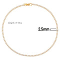 Iced Out Tennis Chain Necklaces Female Gold Color 18K Gold Plated Neck Chain For Women'S Fashion Jewelry Chocker 2024