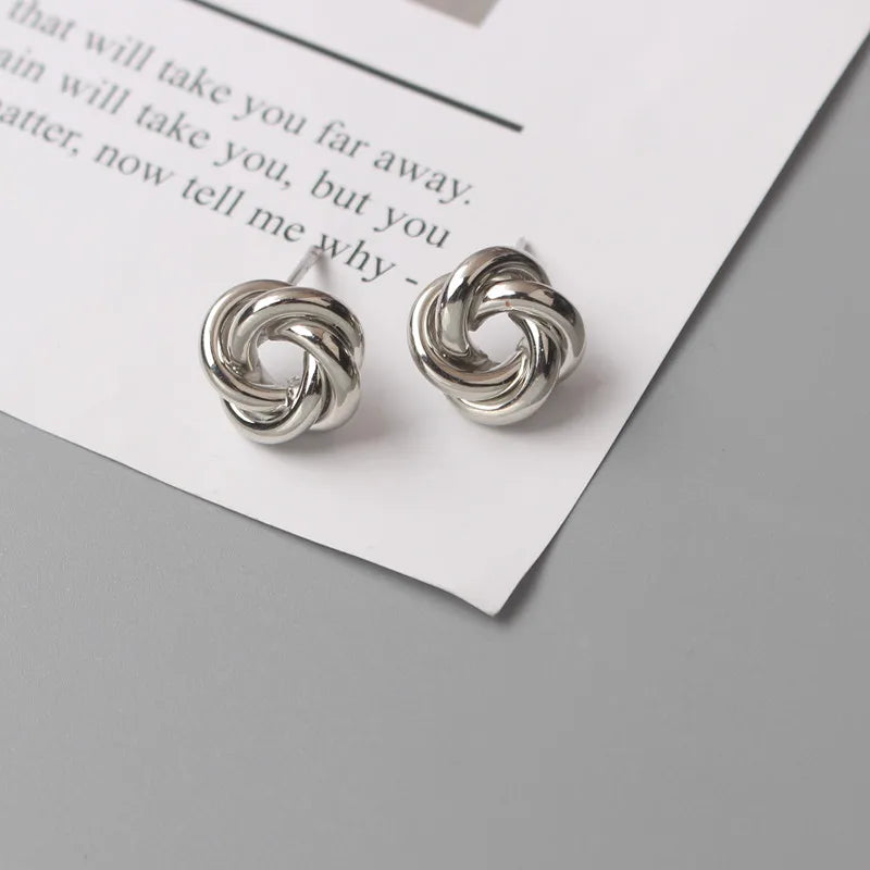 Tiny Metal Stud Earrings For Women'S Gold Color Twist Round Earrings Small Unusual Earrings Boucles D'Oreilles Fashion Jewelry