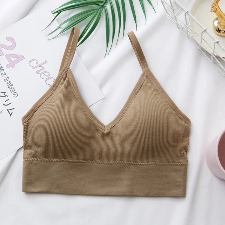 Women's Crop Top Ribbed Tube Top U-Back Comfort Bra Streetwear Camis Sexy Lingerie Seamless Underwear Sports Tank Bralette M-XL