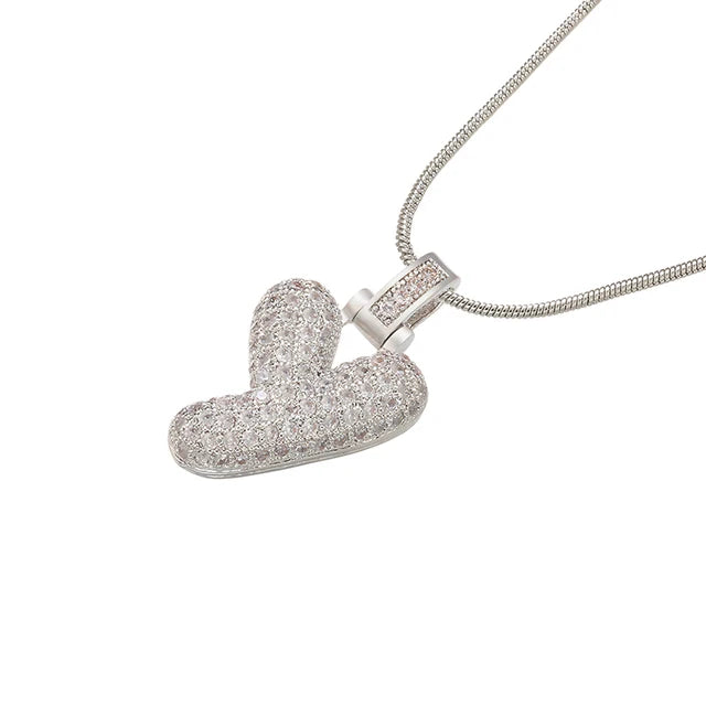 Zhukou 1.25X500Mm Fat And Lovely Crystal Brass Silver Color Letter Necklace For Women'S Friends Birthday Model: Vl34