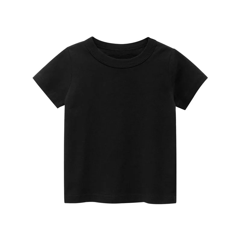 Kids Solid 100% Cotton Short Sleeve T-Shirt – Unisex, Ages 1-9Y