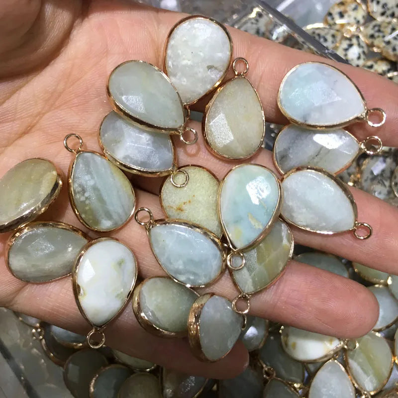 Natural Stone Pendant Water Drop Shape Faceted Mix Color Exquisite Charms For Jewelry Making DIY Bracelet Necklace Accessories