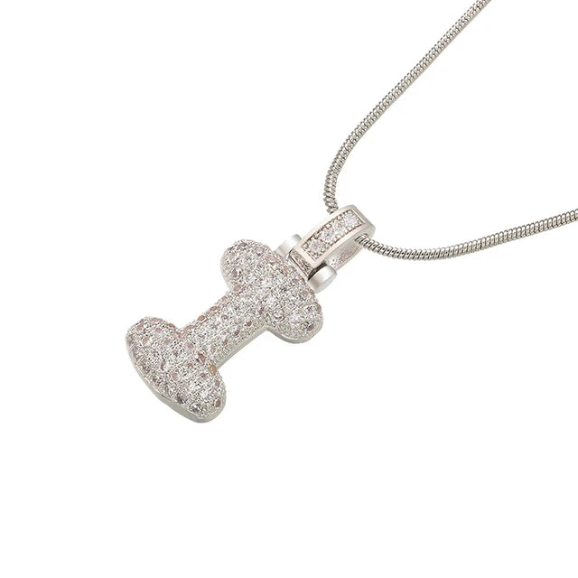 Zhukou 1.25X500Mm Fat And Lovely Crystal Brass Silver Color Letter Necklace For Women'S Friends Birthday Model: Vl34