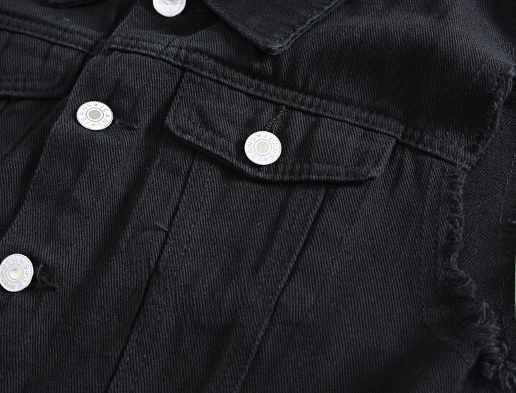 Trendy Men's Spring, Summer and Autumn Denim Vest Black Trendy Brand Cool Men's Casual Vest Youth Vest