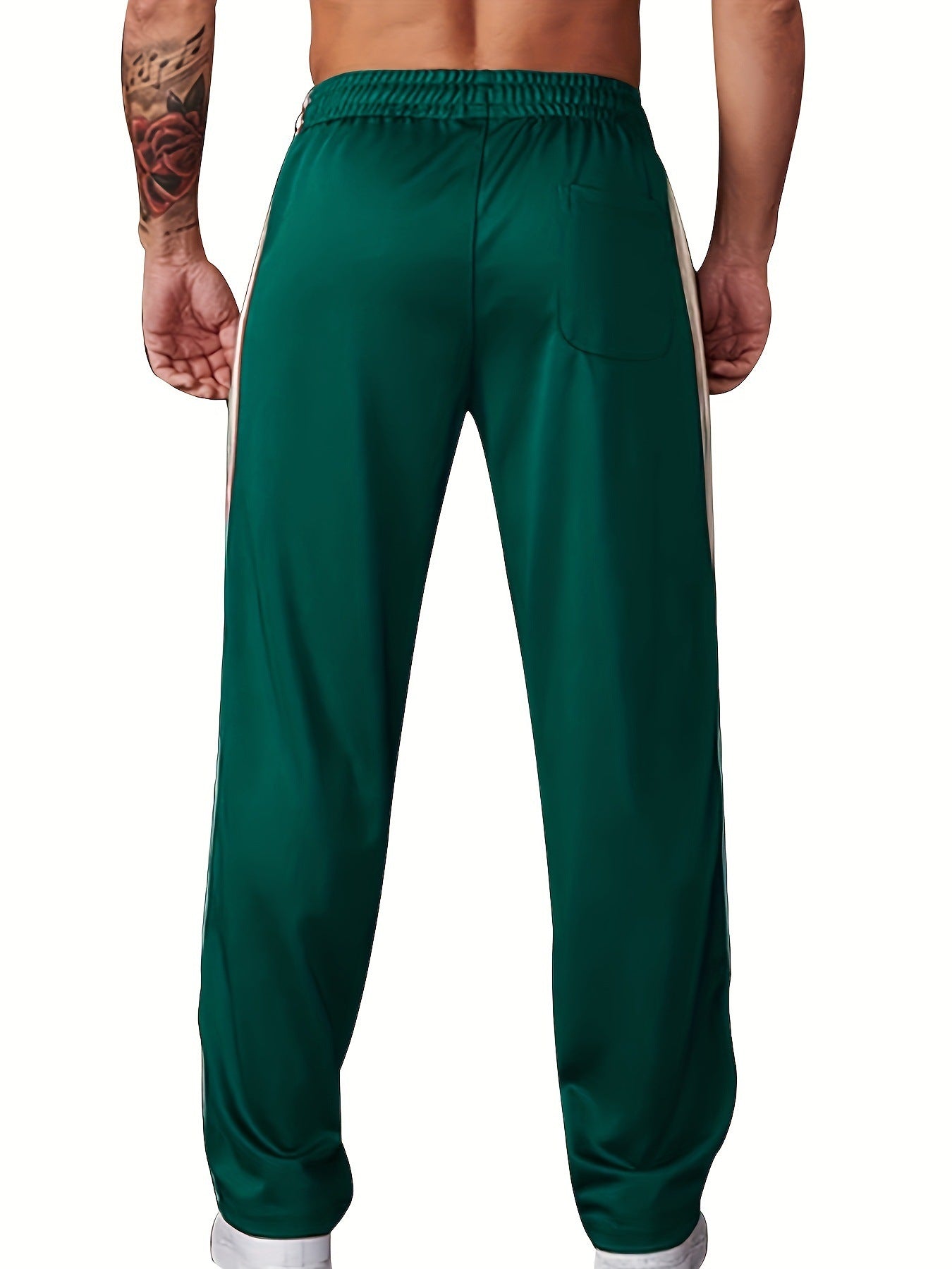 Independent Brand European and American Men's Pearl Cotton Twill Casual Sports Side Stripe Cross-Border High Street Straight Wide-Leg Sweatpants