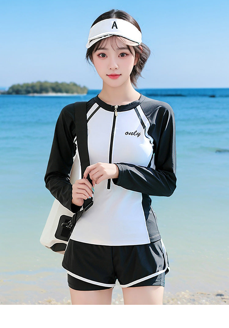 Sports Style Swimsuit Female Split Student Conservative Belly-Covering Slimming Look Boxer Briefs Large Size Summer Hot Spring 2025 New Style