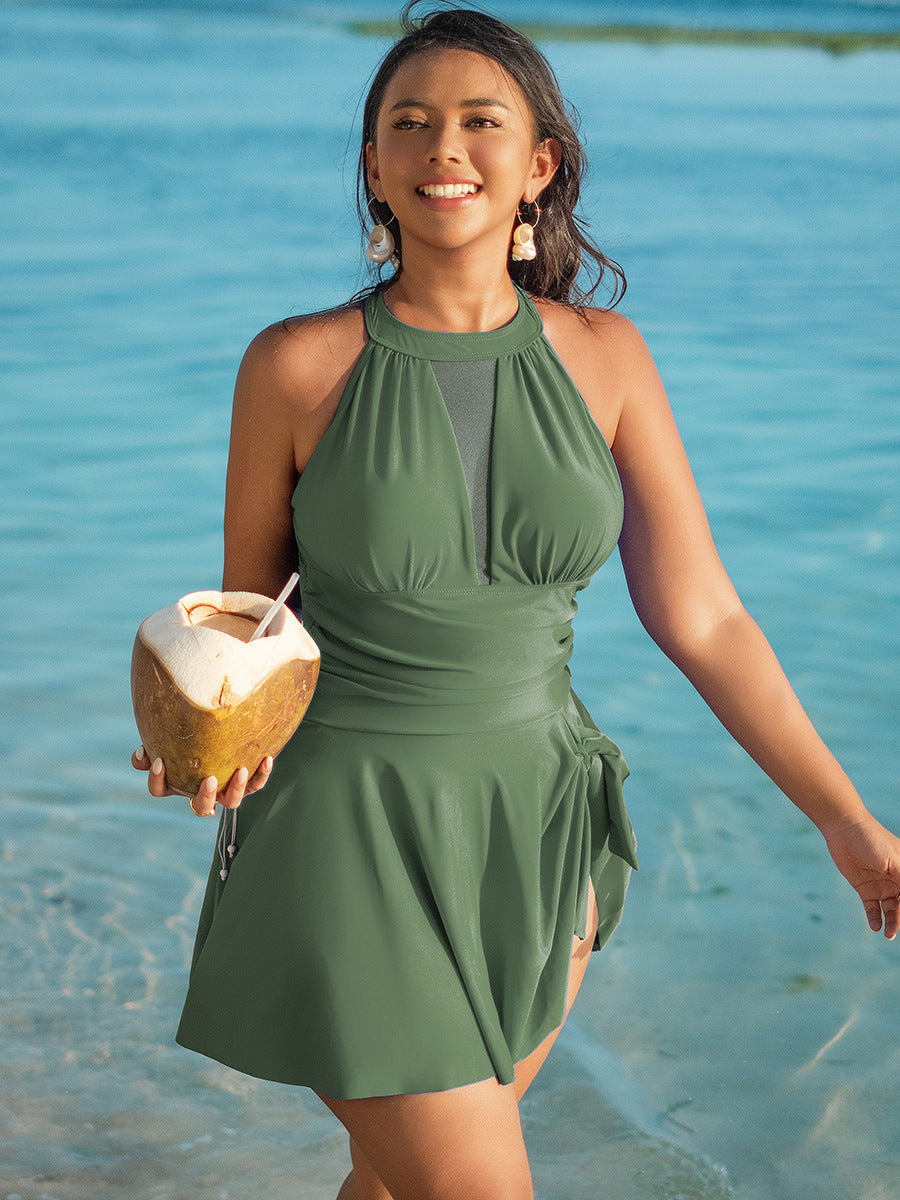 European and American plus size swimsuit women 2025 new Amazon cross-border plus fat plus size swimsuit skirt one-piece swimsuit women