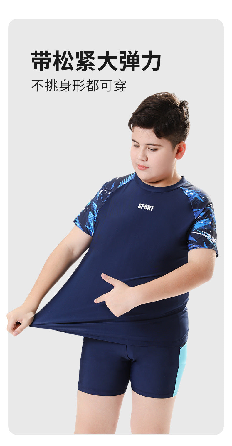 Children's Swimwear for Boys, Two-Piece Swim Trunks for Older Boys, 2026 New Model, Professional Sun-Protective Swimsuit, Hot Spring Set