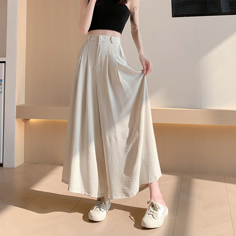 Real Shot of Textured Ice Silk Wide-Leg Pants for Women, New Summer Thin Pants for Small People, High-Waisted Casual Pants and Skirts