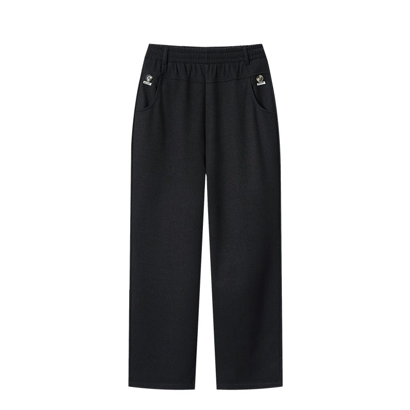 Women's Multi-Color Imitation Wool Straight Pants High-Waisted Slimming Look Draped Pure Color Simple No-Iron Work Clothing Casual Long Pants