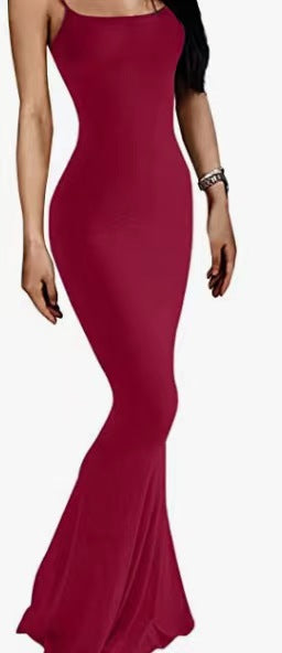 Sling dress European and American Women's High-end Sense Pure Desire Hip Skirt Sexy Slim-fit Milk Silk Long Fishtail Skirt