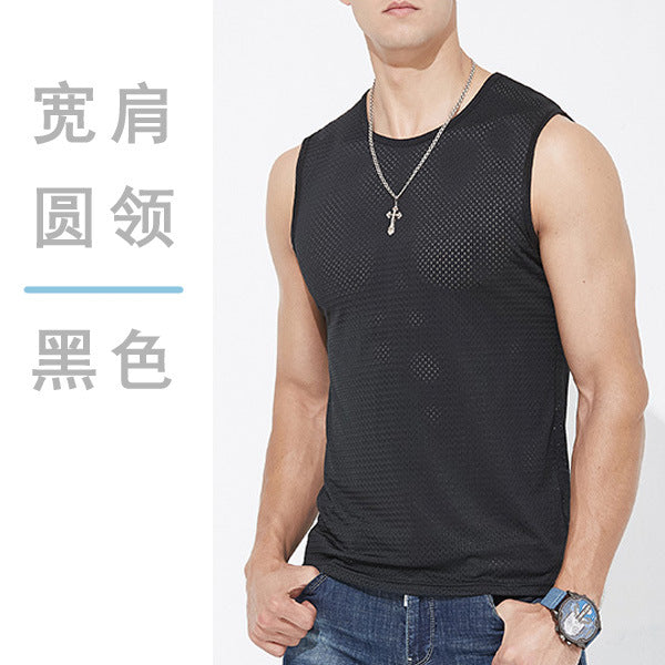 Men's Ice Silk Mesh Tank Top Sports Fitness Quick-Dry Sleeveless Shirt