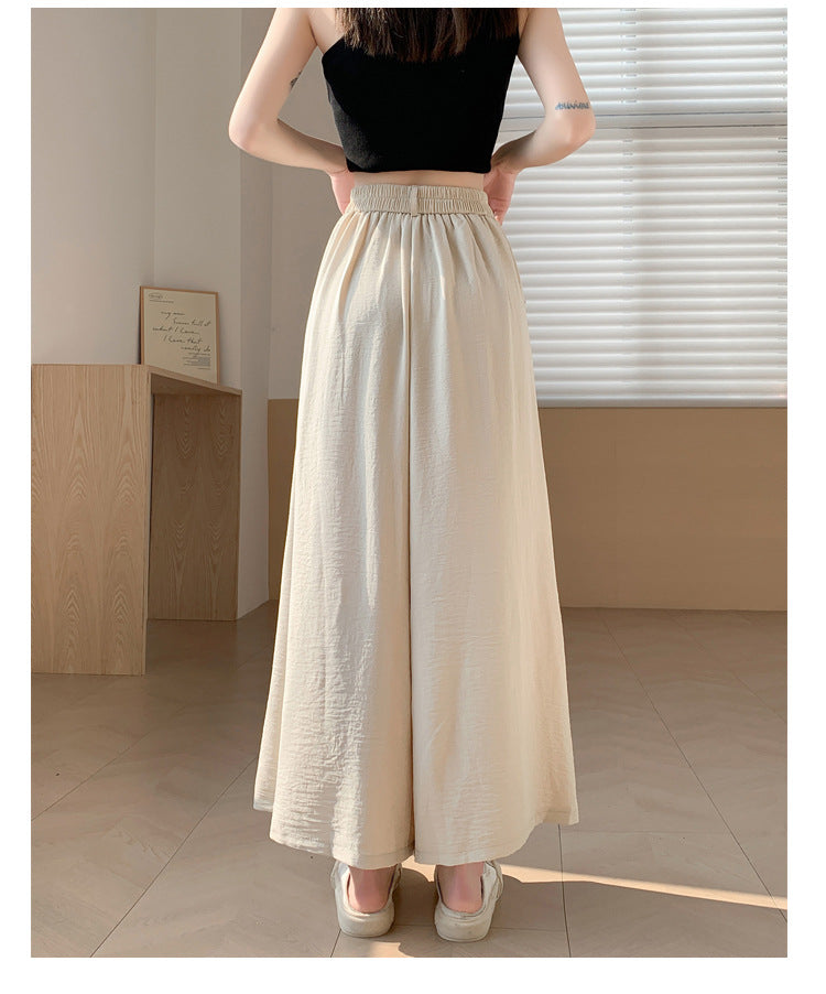 Real Shot of Textured Ice Silk Wide-Leg Pants for Women, New Summer Thin Pants for Small People, High-Waisted Casual Pants and Skirts