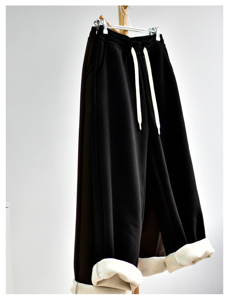 【Double Warm Wool Pants】Women's New Style Draped Wool Silk Soft and Smooth Winter Slimming Wide-Leg Casual Long Pants for Women