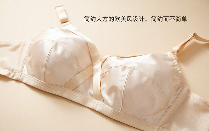Satin ultra-thin plus size bra without steel ring European and American foreign trade underwear bra women 80BCDEFG-120BCDEEEFG