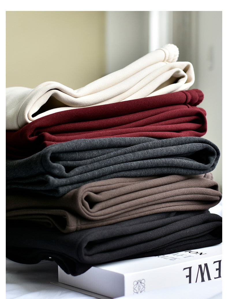 【Double Warm Wool Pants】Women's New Style Draped Wool Silk Soft and Smooth Winter Slimming Wide-Leg Casual Long Pants for Women