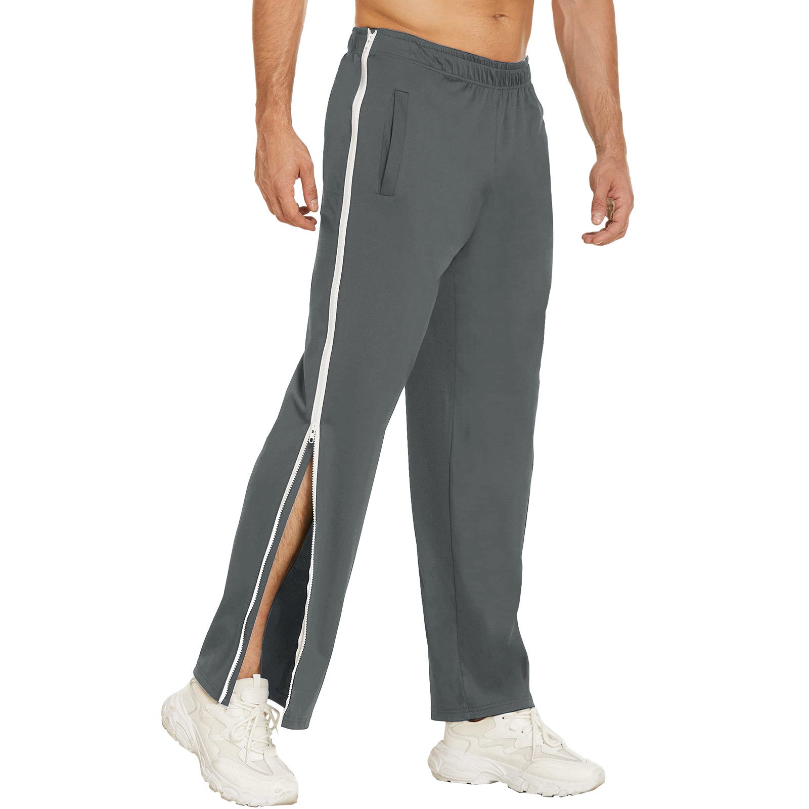 European and American Cross-Border Men's Trendy Sports Zipper Pants, Loose Sweatpants, Training Second-Take-Off Basketball Pants