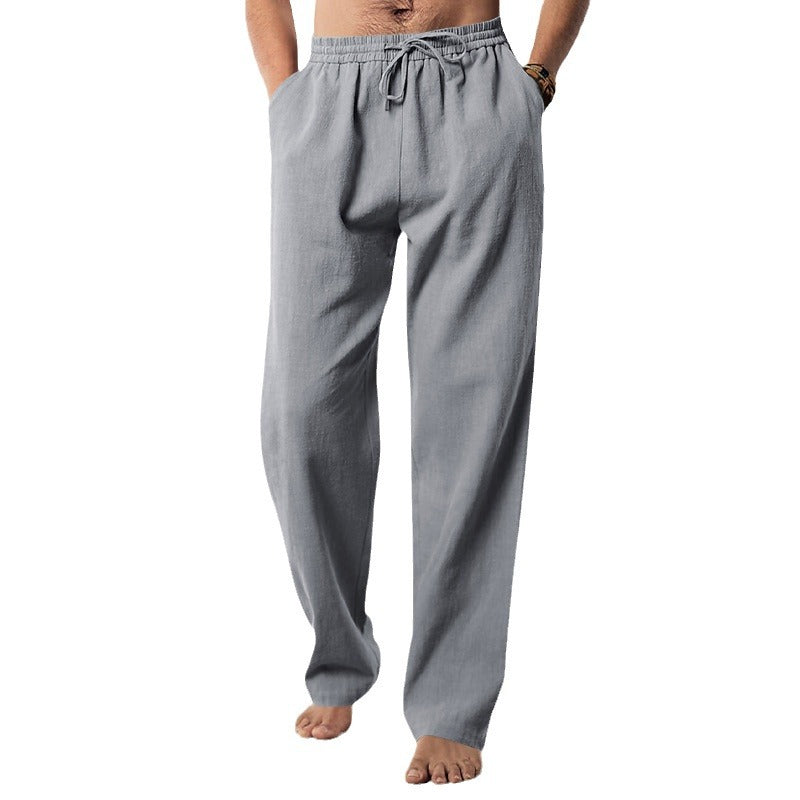 2024 Independent Station European and American Spring and Summer New Trendyy Men's Hip-Hop Breathable Linen Loose Casual Sports Pants