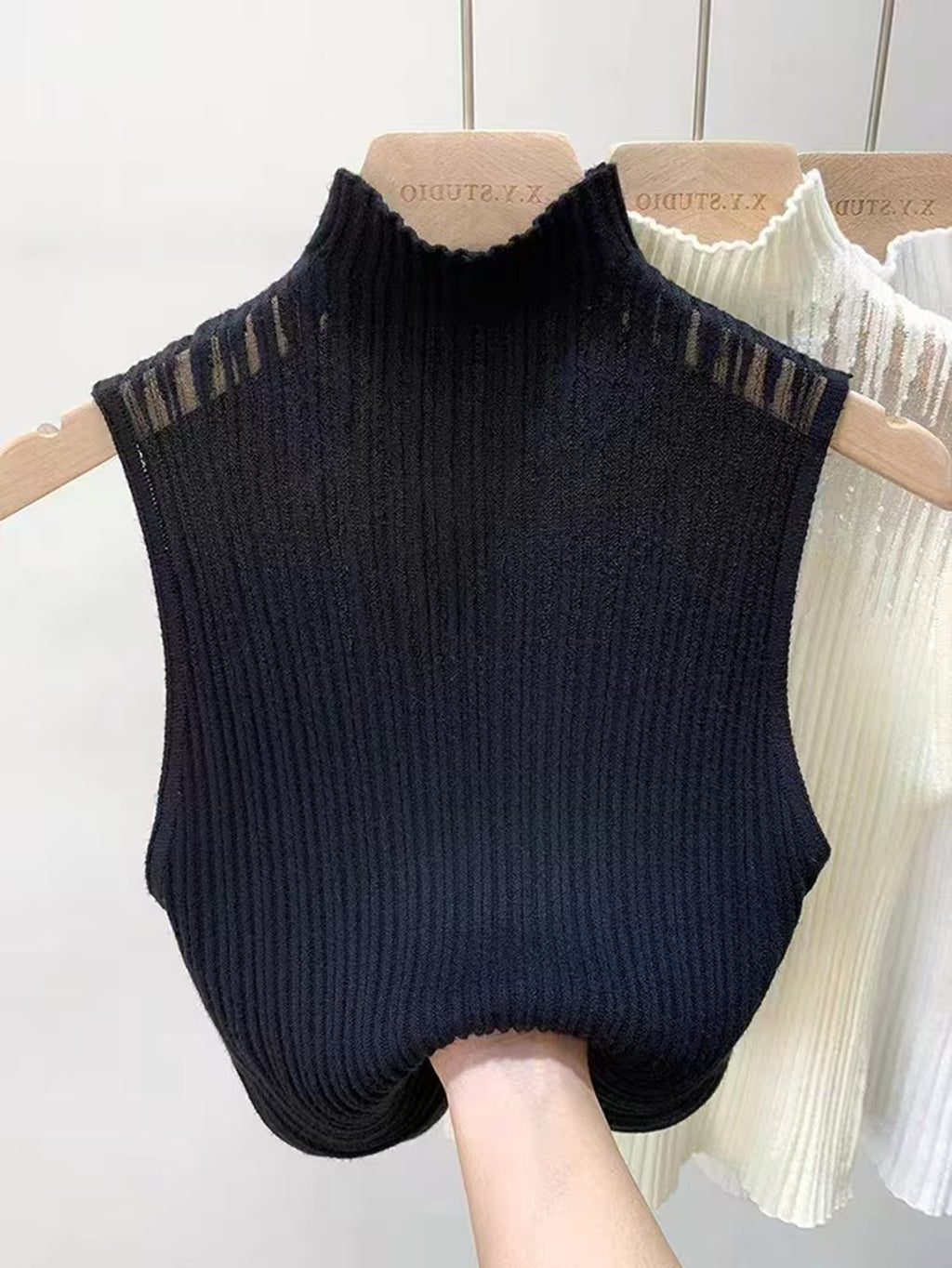 Liyuan Women's Sleeveless Knit Sweater - Slim Fit Half Turtleneck