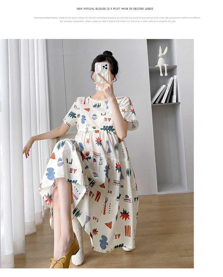 Maternity Summer dress 2024 New Fashion Western Style Loose Pregnant Women dress Hot Mom Loose Pregnant Women Skirt