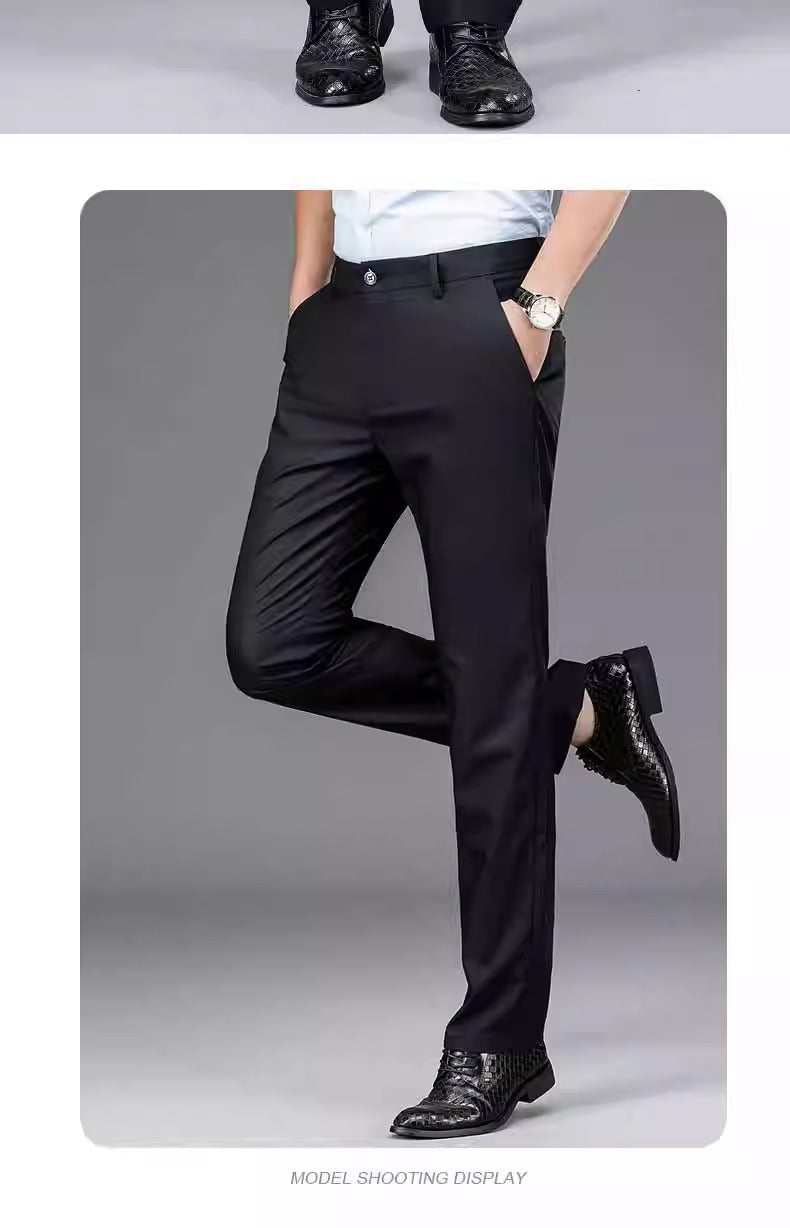 Wholesale Casual Pants Men's Western Pants Trousers Men's Thin Stretch Slim-Fit Pants Non-Ironing Business Dress Pants Trendy