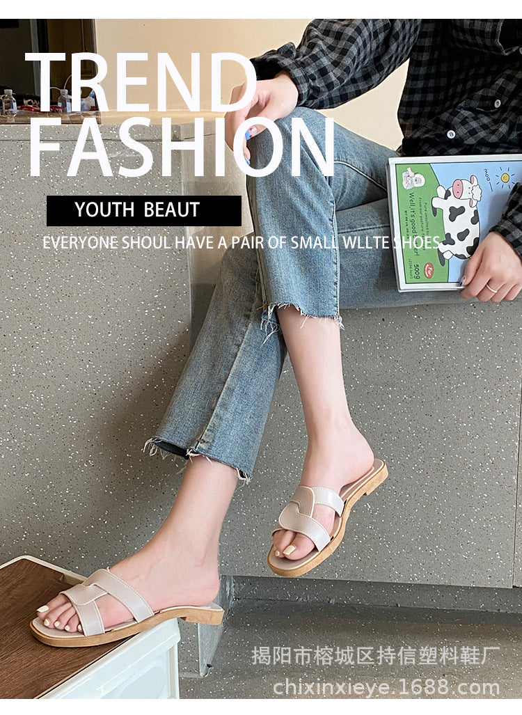 New Style Slippers for Women Summer Outer Wear K-Style Ins Popular Shrimp Skin Fashion Slippers Aliexpress Amazon Wholesale