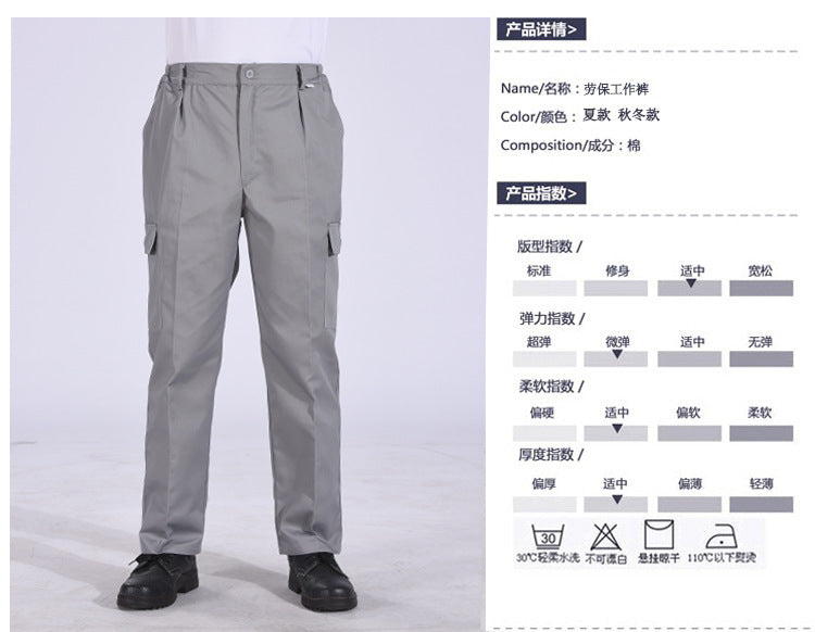 Autumn and Winter Pure Cotton Work Pants for Men, Wear-Resistant Welding Workwear, Blue Construction Site Workshop Handling Work Clothes Pants