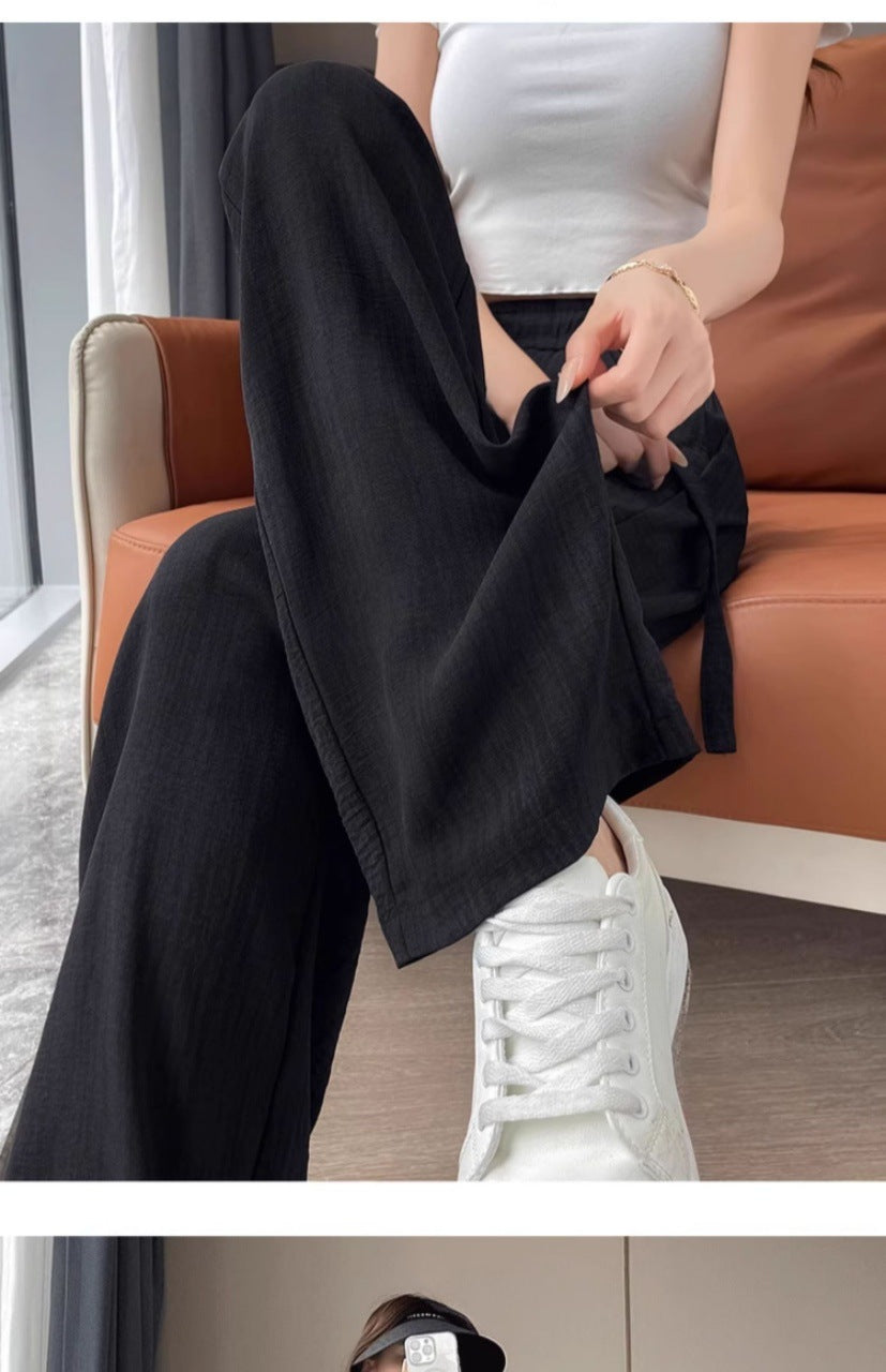 Breathable Anti-Mosquito Pants Yamamoto Pants Women's Thin High-Waist Casual Spring and Autumn Lazy Style Wide-Leg Pants Straight Pants