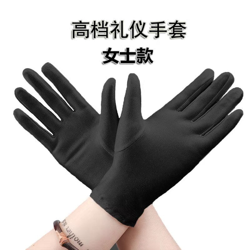 Spandex Gloves Spring and Summer White Ceremonial Thin Short Elastic Gloves for Men and Women Tight White Gloves Jewelry Gloves