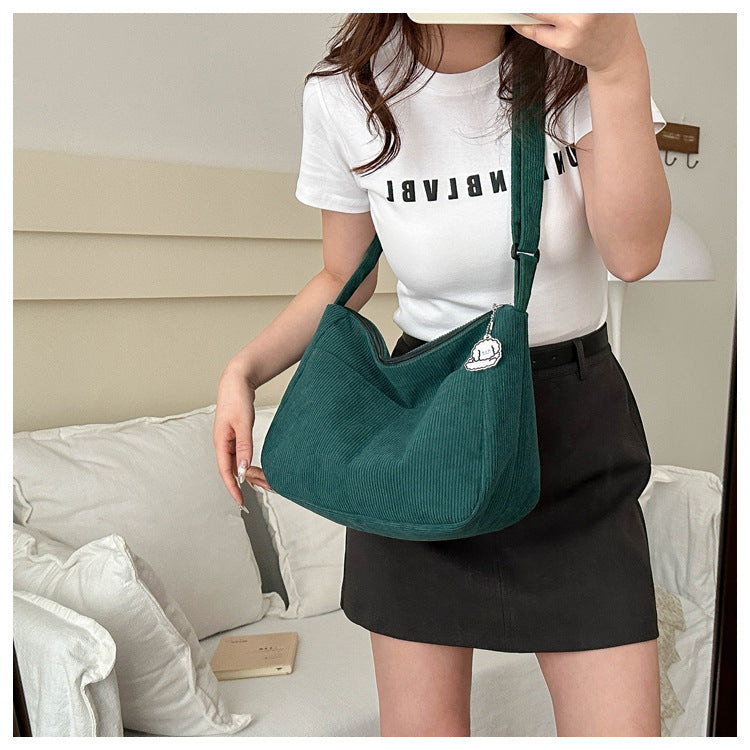 Large Capacity Lazy Style Western Style Japanese Style Artistic Trend Shoulder Crossbody Casual Korean Style Women's Simple Dumpling Bag for Students