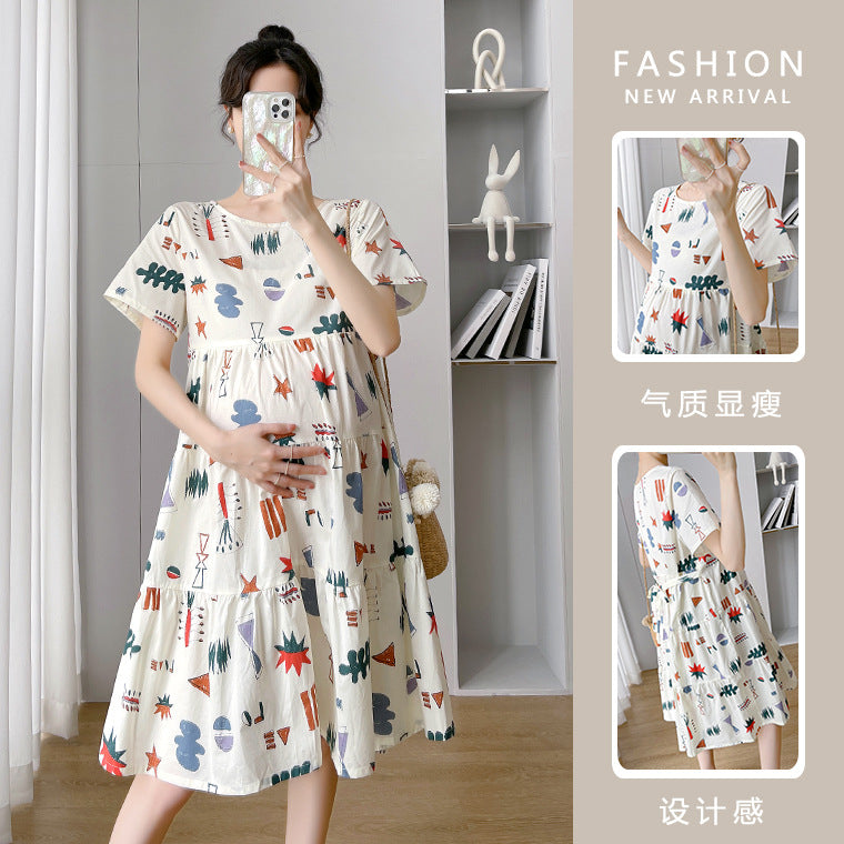 Maternity Summer dress 2024 New Fashion Western Style Loose Pregnant Women dress Hot Mom Loose Pregnant Women Skirt