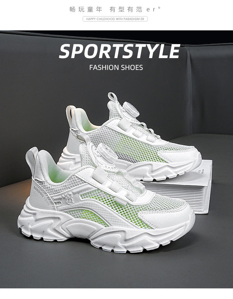 Babou Children's Shoes Men's and Children's sneaker Mesh Surface Spring and Summer Single Mesh Hollow Running Shoes for Middle and Big Children and Students Breathable