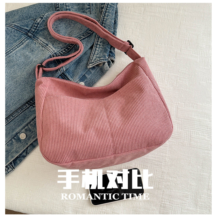 Large Capacity Lazy Style Western Style Japanese Style Artistic Trend Shoulder Crossbody Casual Korean Style Women's Simple Dumpling Bag for Students