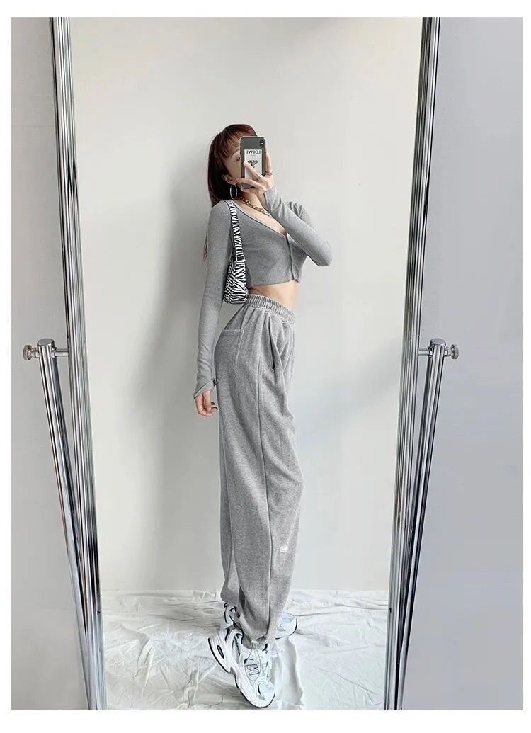 2024 Spring and Summer Thin High Waist American Letter Loose Sports Pants Women's Casual Foot Pants Sweatpants Women's Wholesale